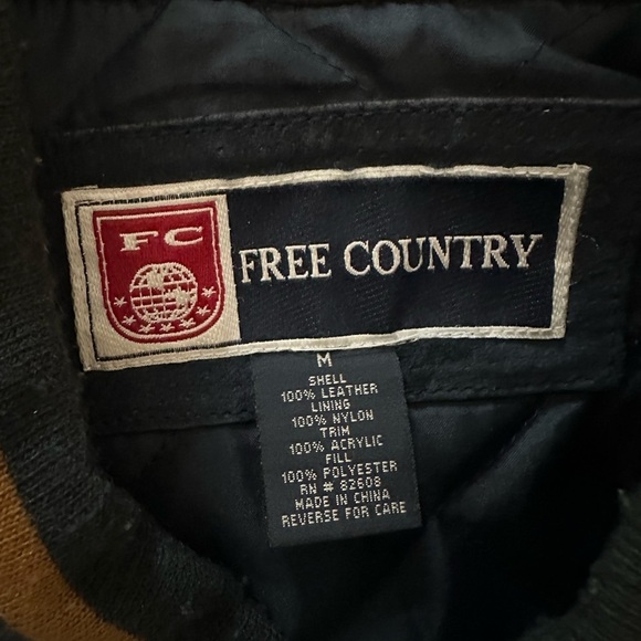 Vintage 90’s Free Country Suede Varsity Jacket Size M Blue Tan - Picture 2 of 6